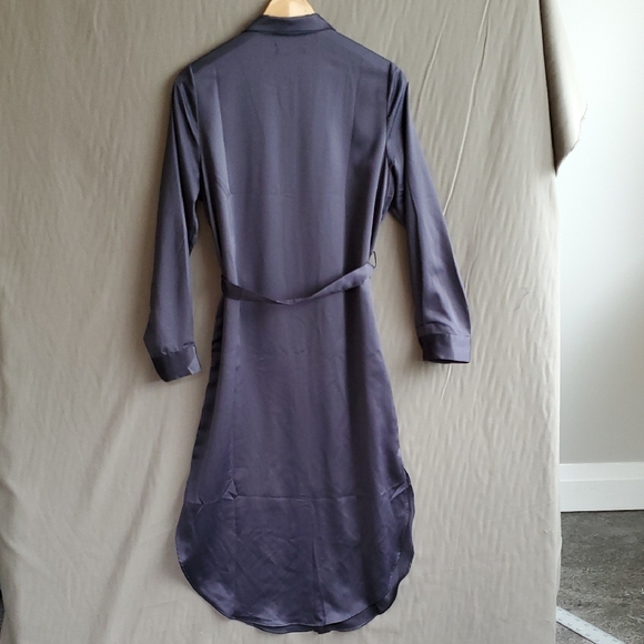 OAK+FORT Shirt Dress Soft Sheen Satin Black Pointy Collar S - Picture 9 of 15